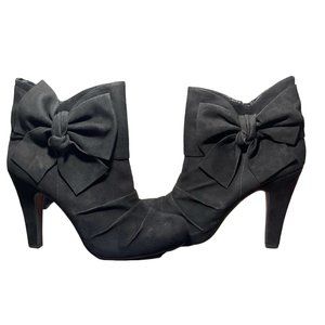 Gianni Bini Black Leather Suede Black Bootie Heel 9M